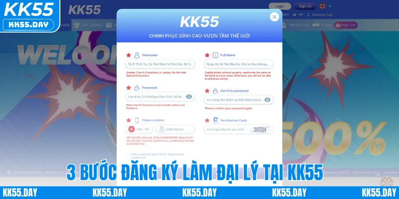 3 bước đăng ký làm đại lý tại KK55