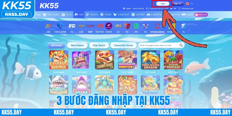 3 bước đăng nhập tại KK55