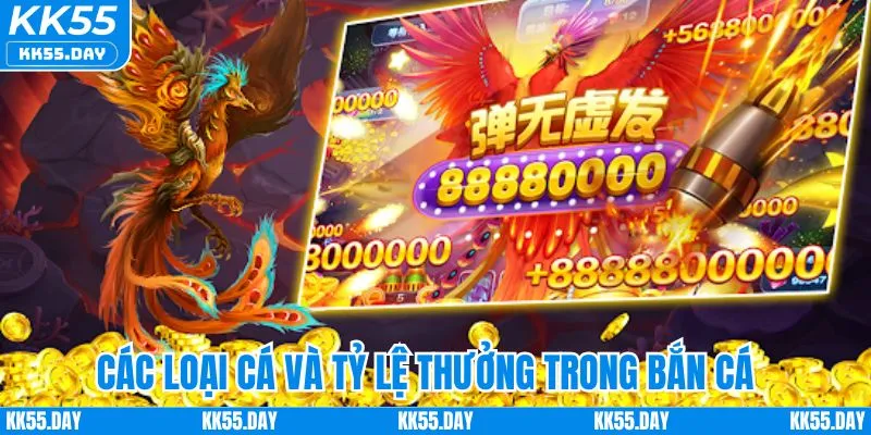 Các loại cá và tỷ lệ thưởng trong bắn cá